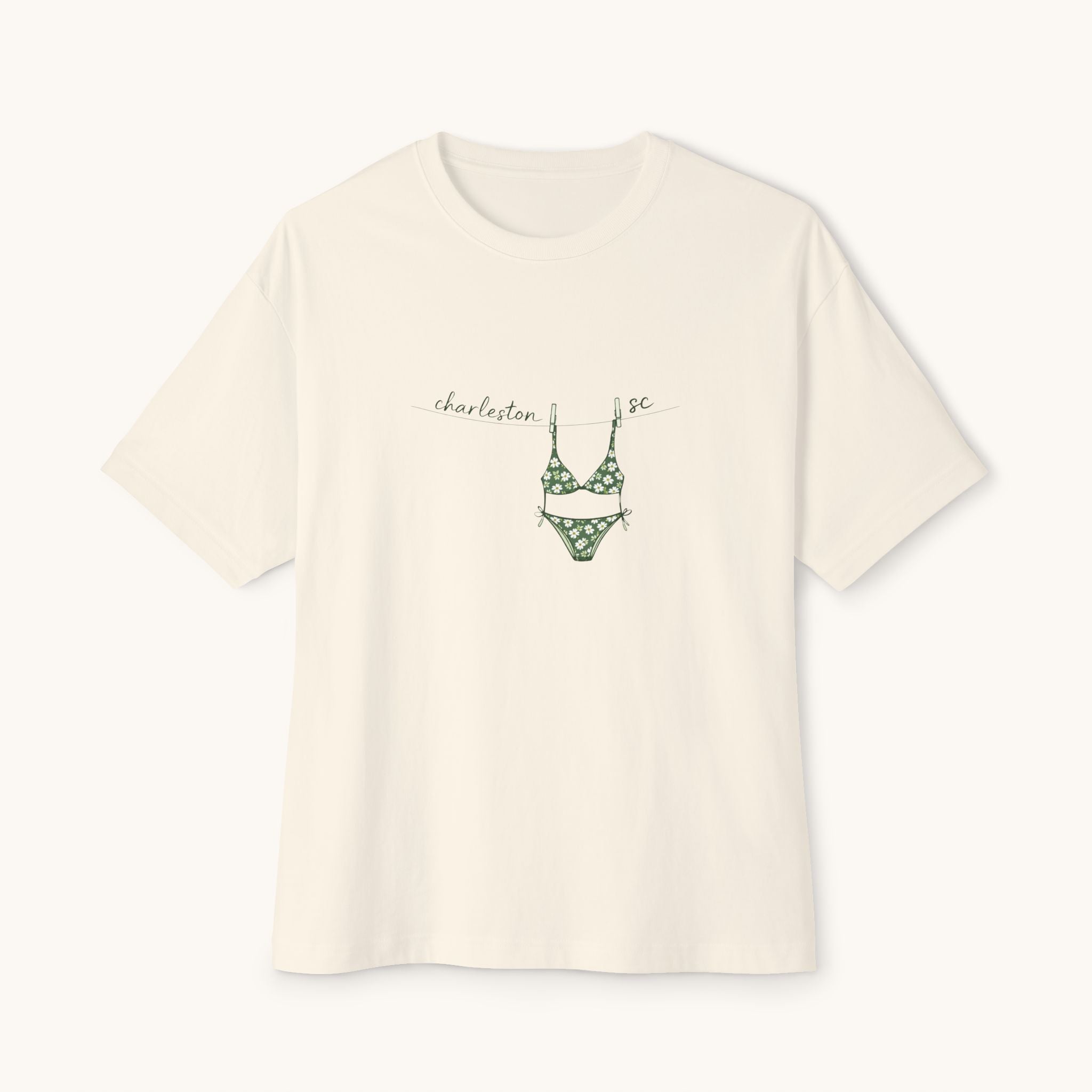 Charleston Girls Trip Tee — Green Bikini Clothesline Souvenir