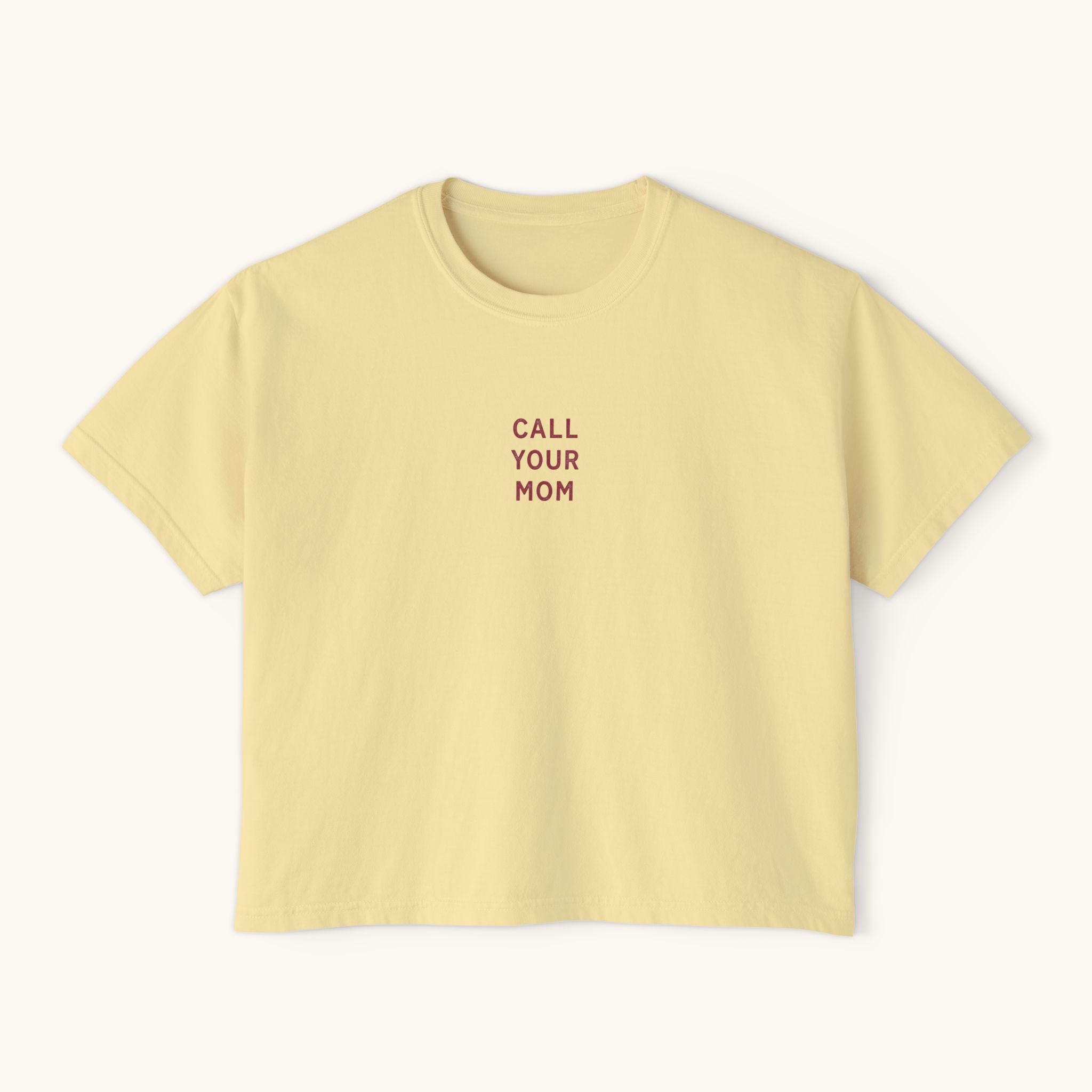 Call Your Mom tee | Boxy Crop Shirt, Minimalist Text Design