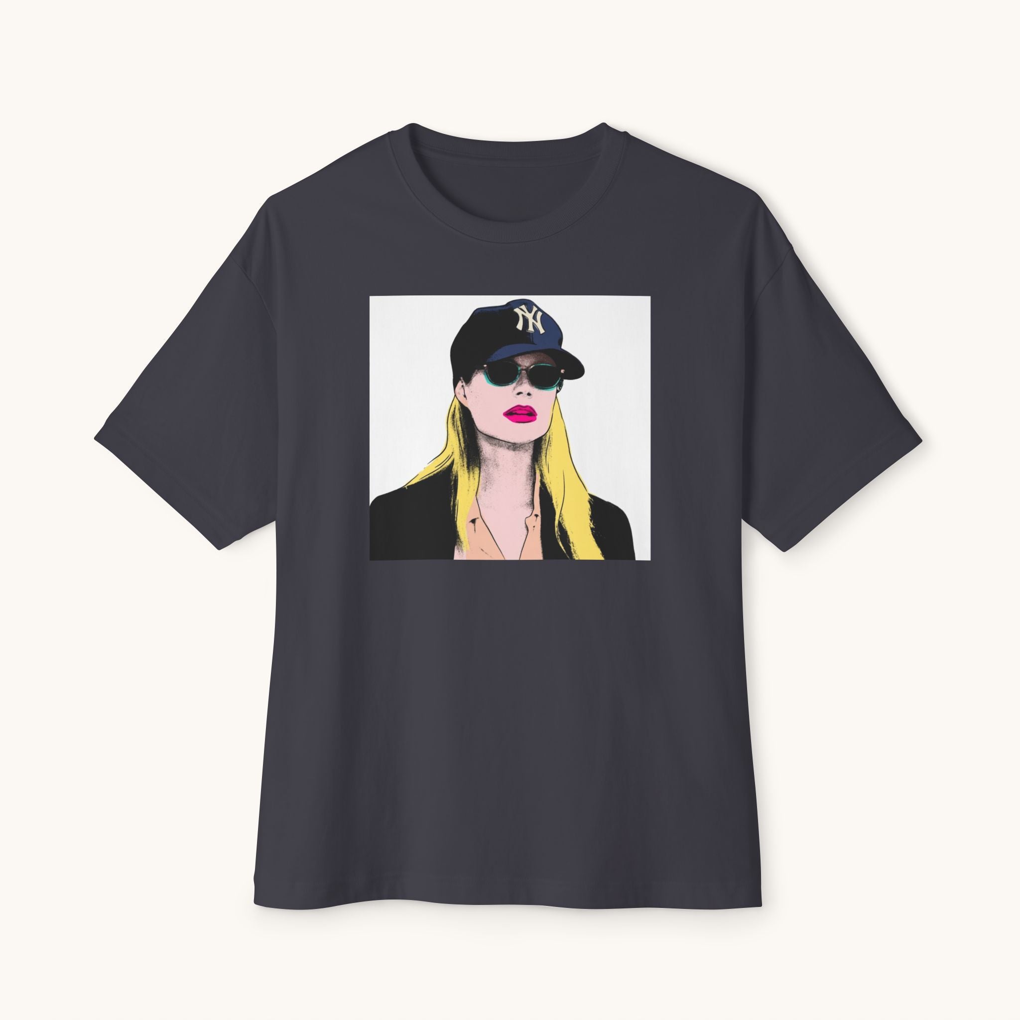 Pop Art Babe Graphic Tee — Vintage Baseball Cap Portrait Shirt