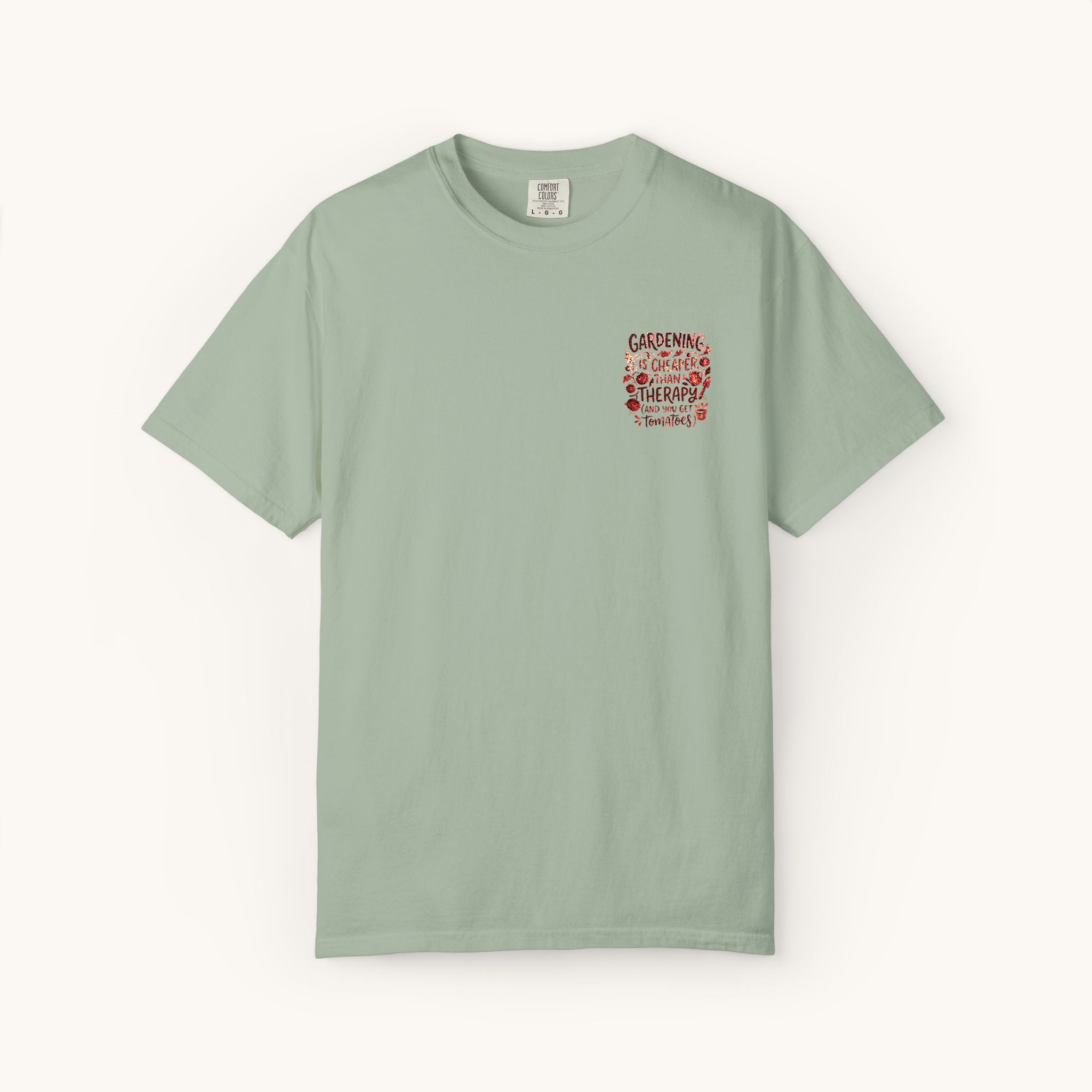 Gardening Is Cheaper Than Therapy Embroidered T-Shirt — Funny Gardening Quote