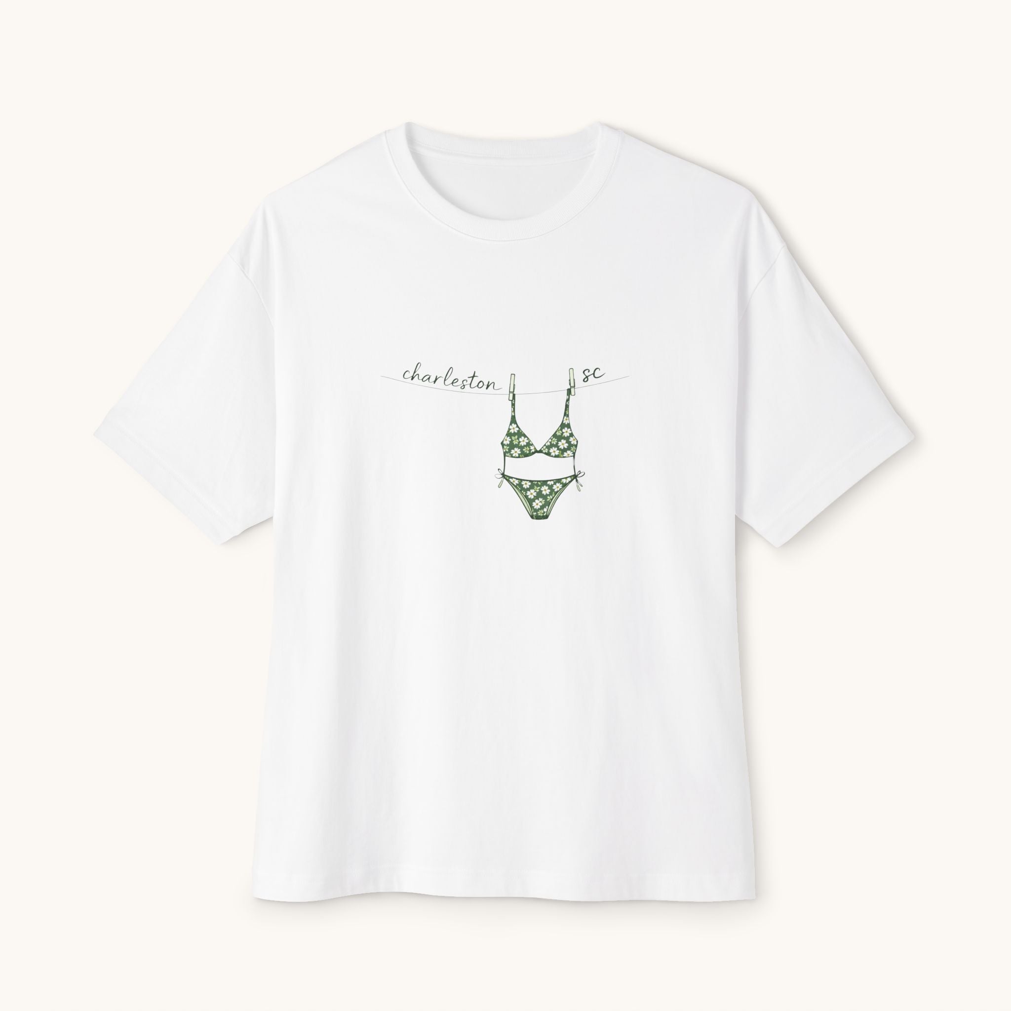 Charleston Girls Trip Tee — Green Bikini Clothesline Souvenir