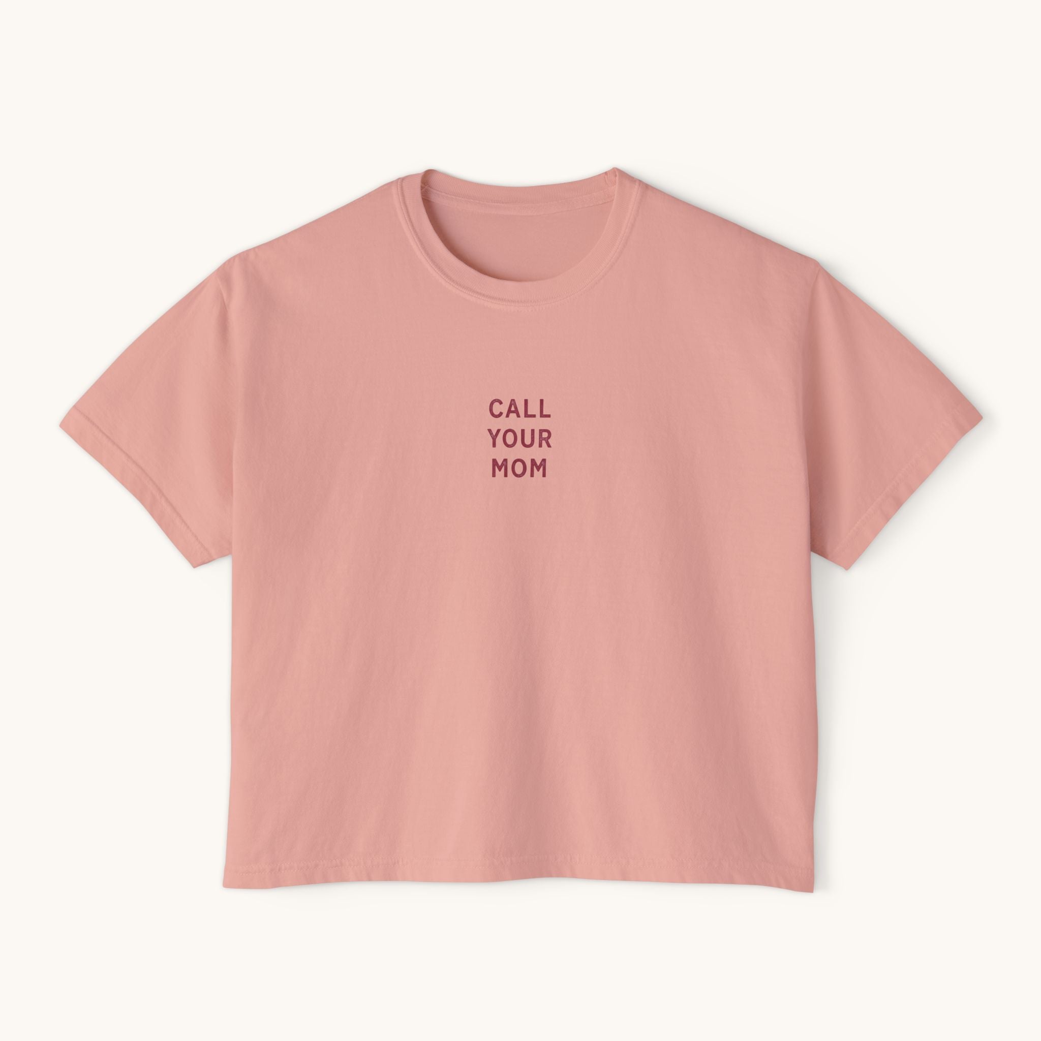 Call Your Mom tee | Boxy Crop Shirt, Minimalist Text Design