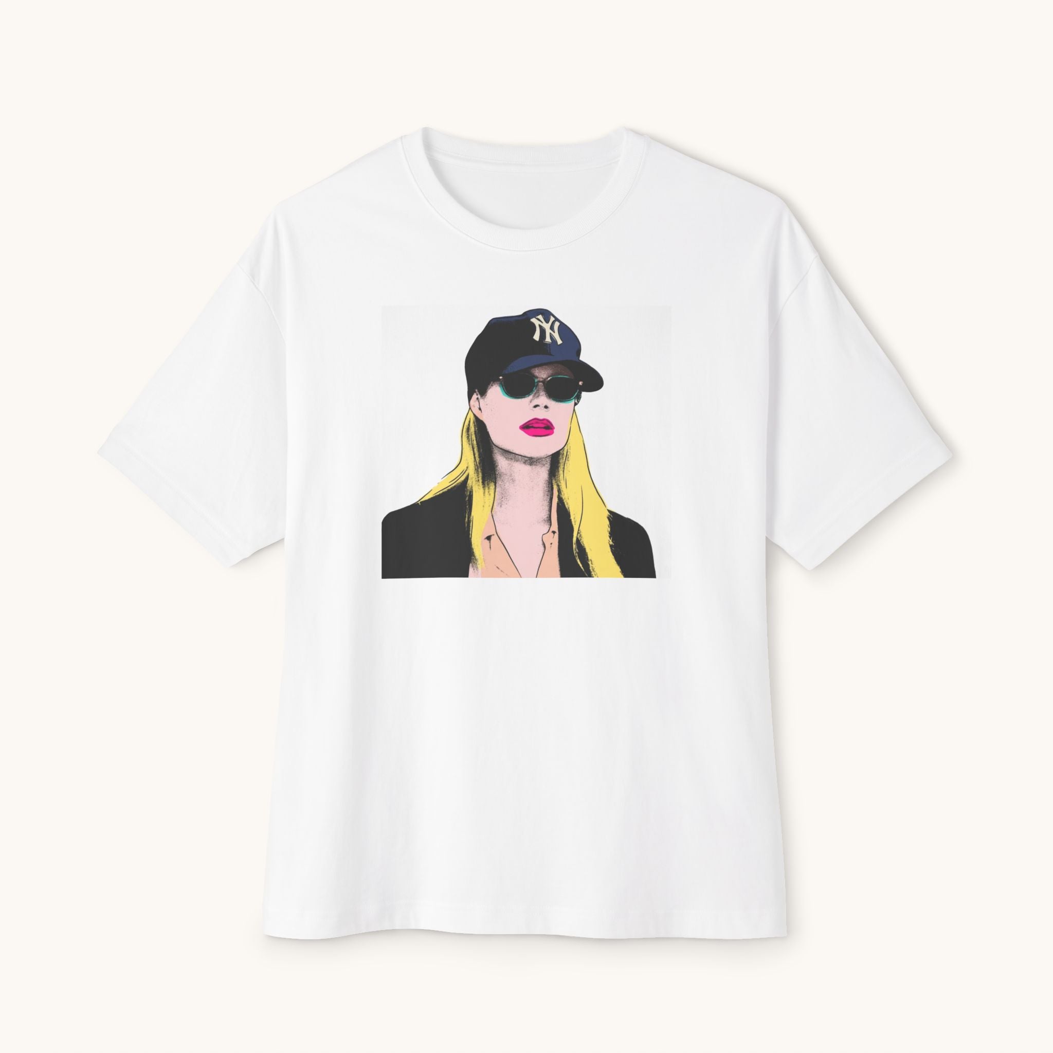 Pop Art Babe Graphic Tee — Vintage Baseball Cap Portrait Shirt