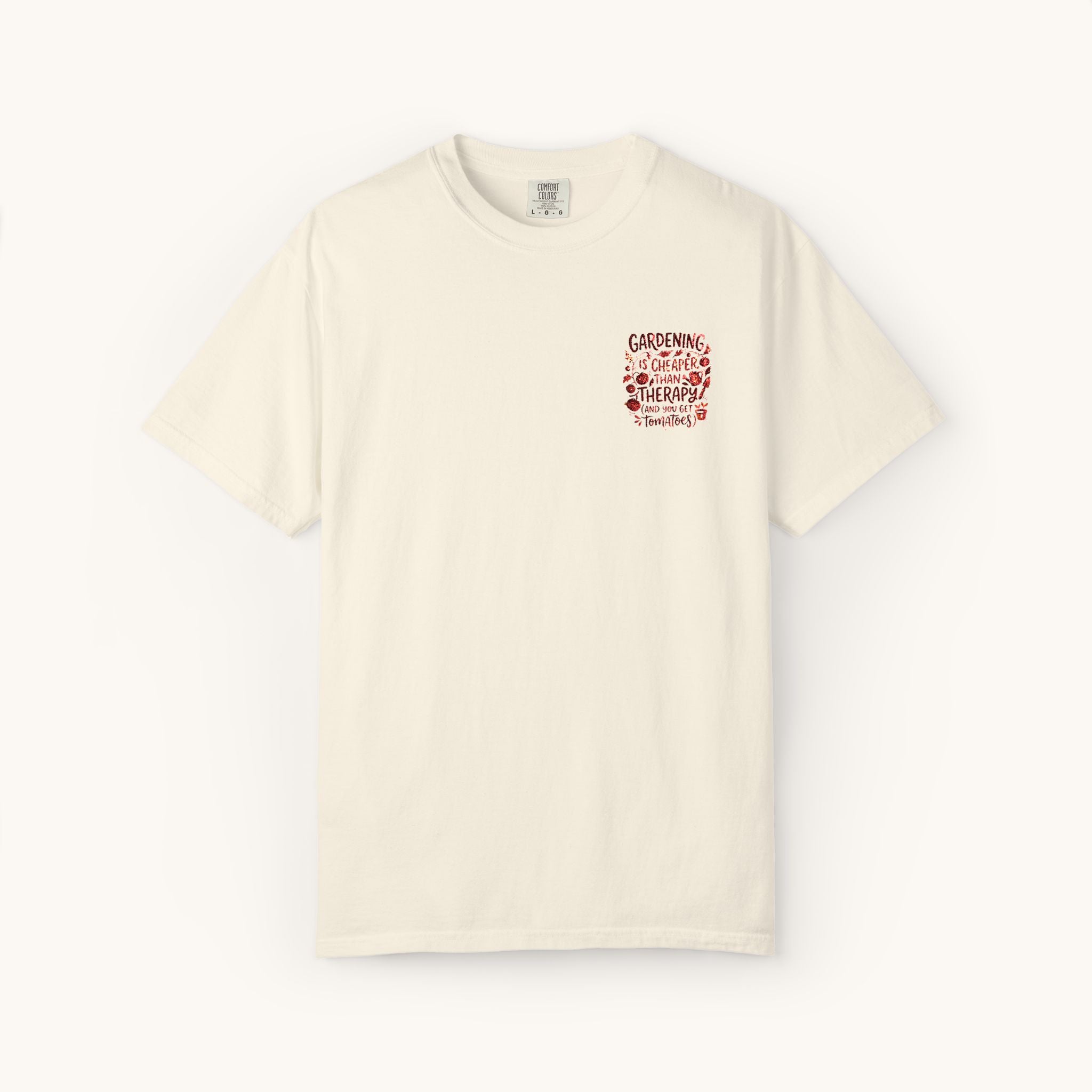 Gardening Is Cheaper Than Therapy Embroidered T-Shirt — Funny Gardening Quote