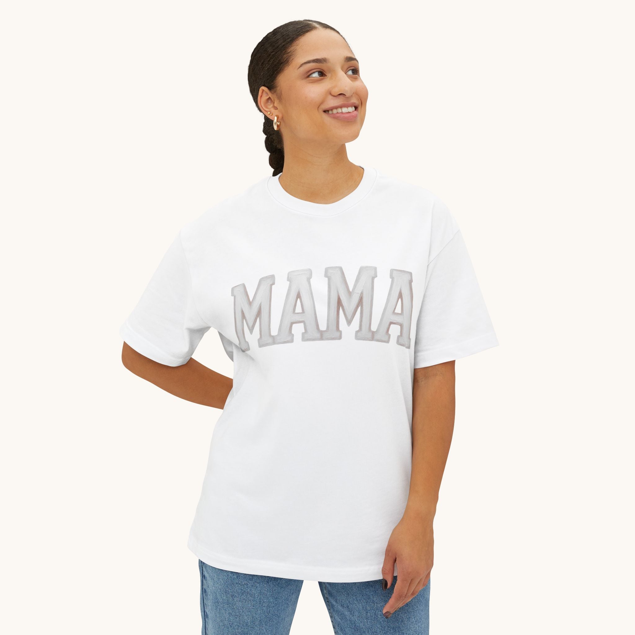 Mama Oversized Boxy Tee — Vintage Collegiate Mom Shirt