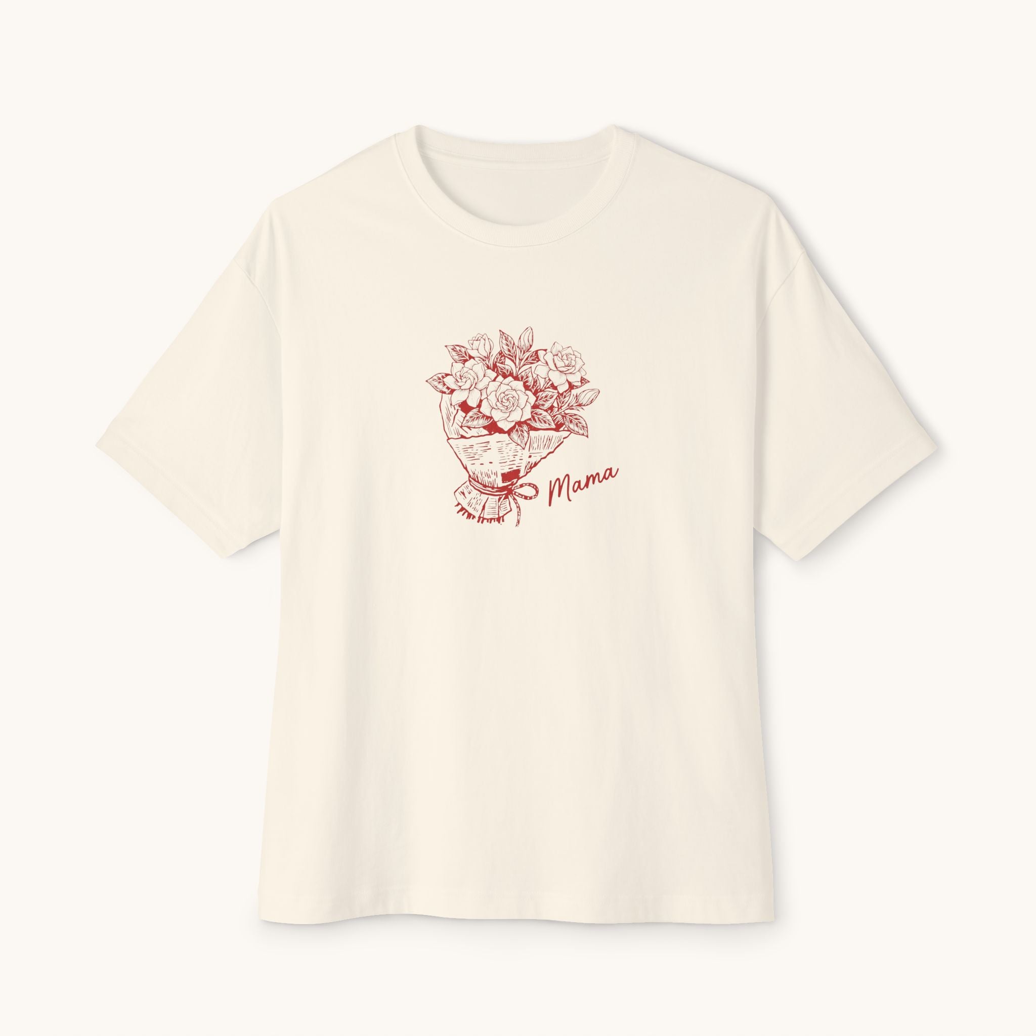 Mom Floral Bouquet Tee — Red Outlined Mother's Day Shirt