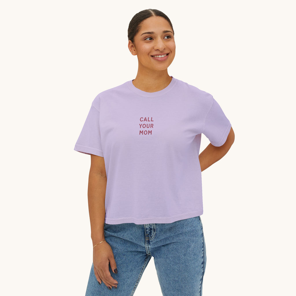 Call Your Mom tee | Boxy Crop Shirt, Minimalist Text Design