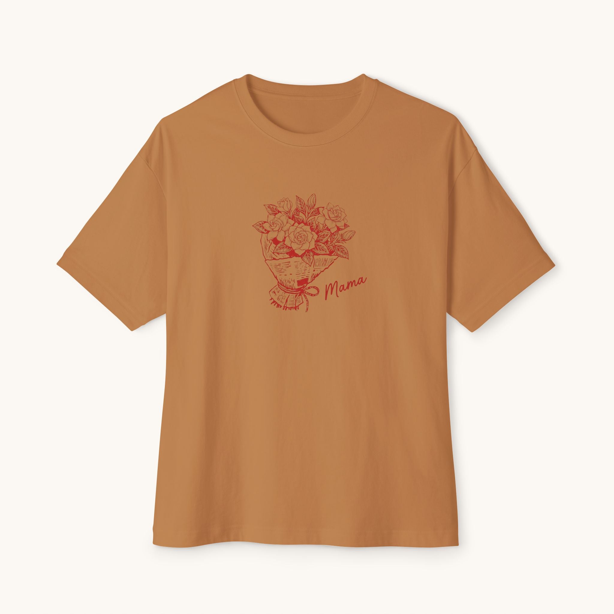 Mom Floral Bouquet Tee — Red Outlined Mother's Day Shirt