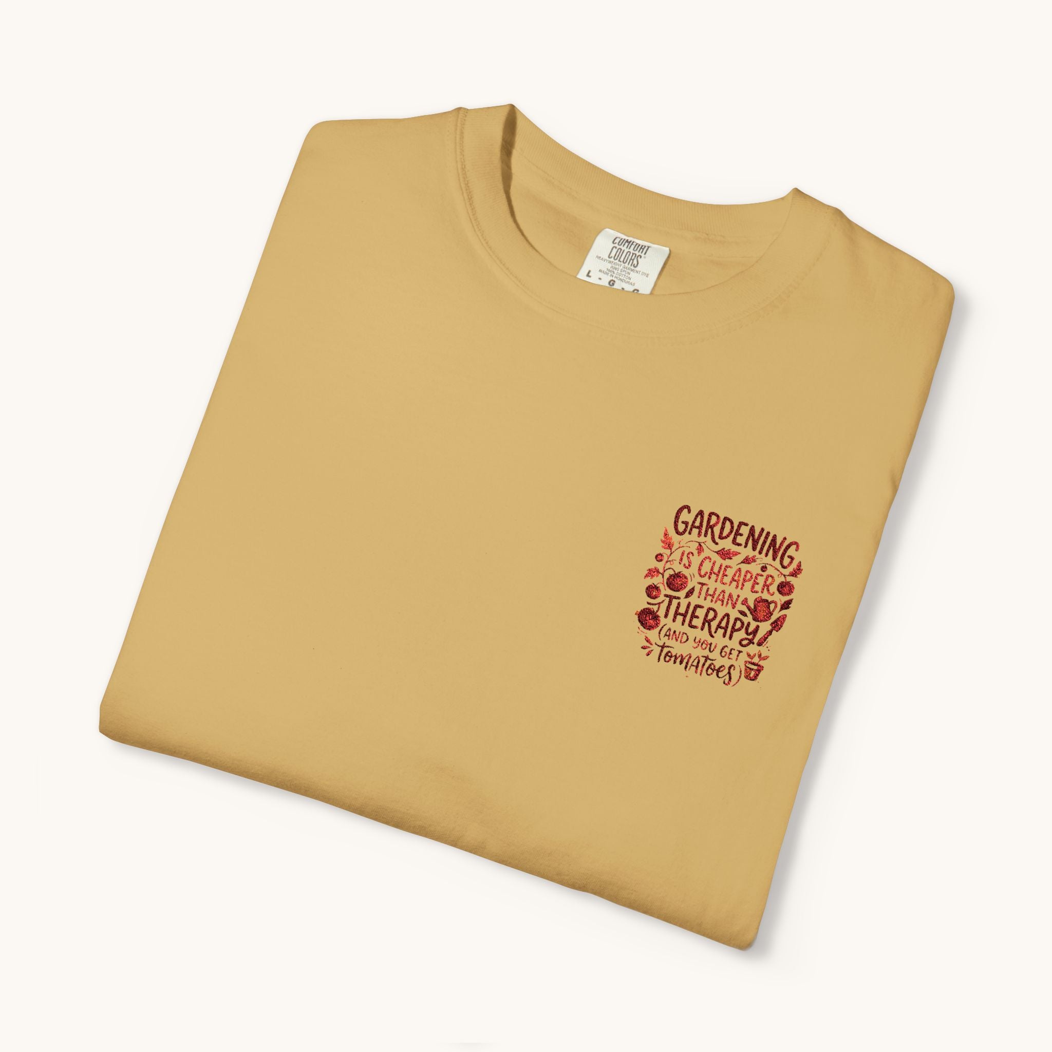 Gardening Is Cheaper Than Therapy Embroidered T-Shirt — Funny Gardening Quote