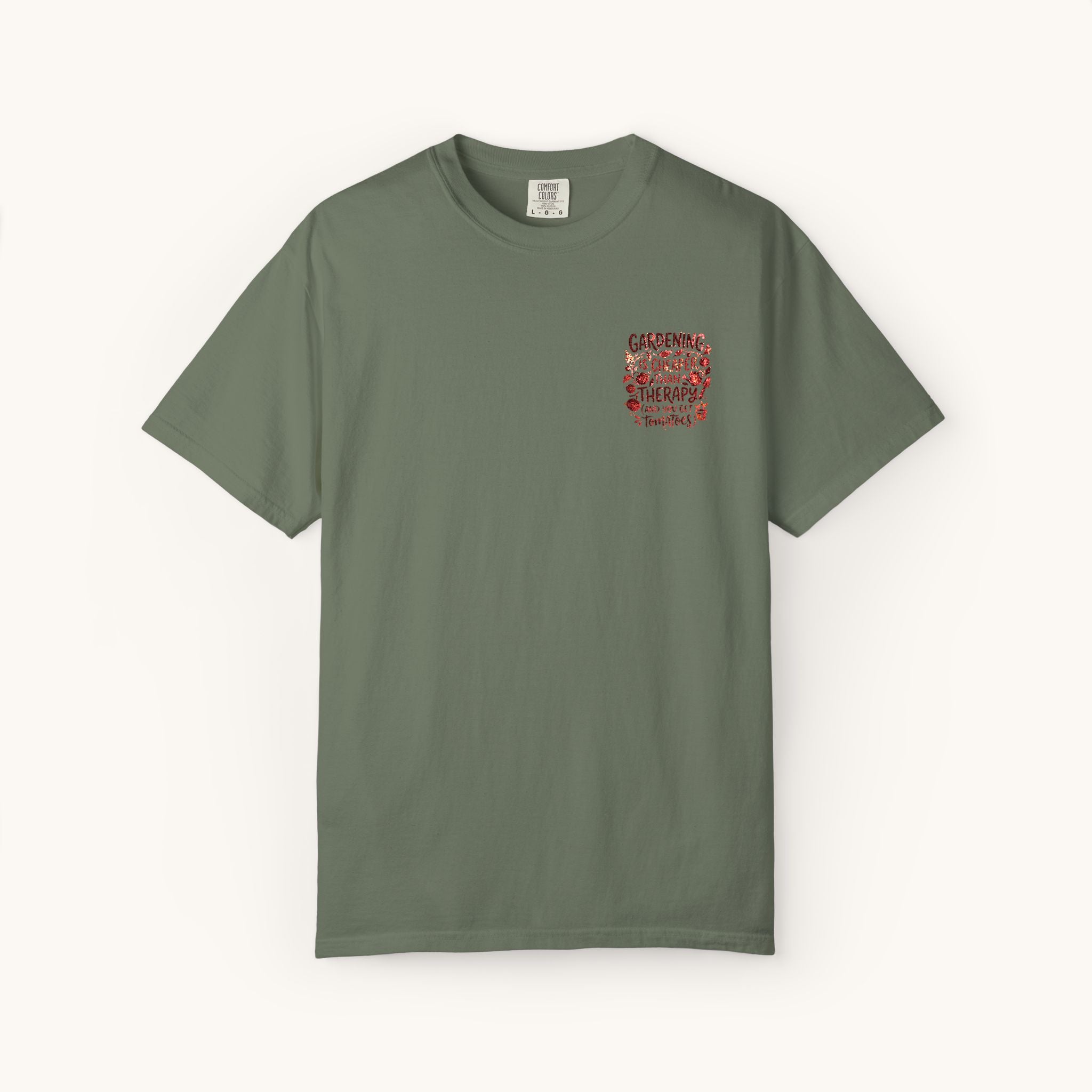 Gardening Is Cheaper Than Therapy Embroidered T-Shirt — Funny Gardening Quote