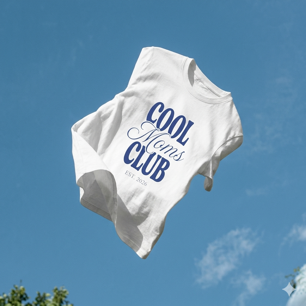 Cool Moms Club T-Shirt | Mom Graphic Tee, Navy Script Design
