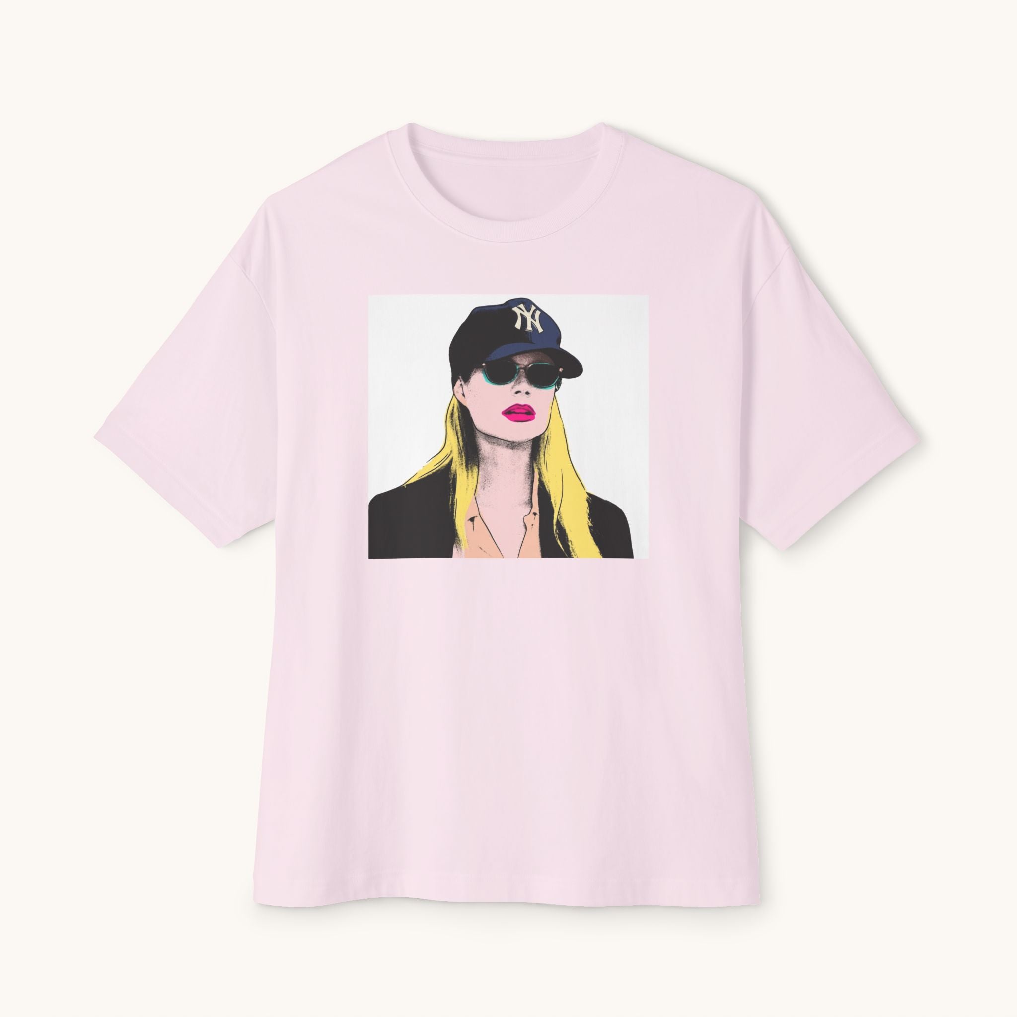 Pop Art Babe Graphic Tee — Vintage Baseball Cap Portrait Shirt