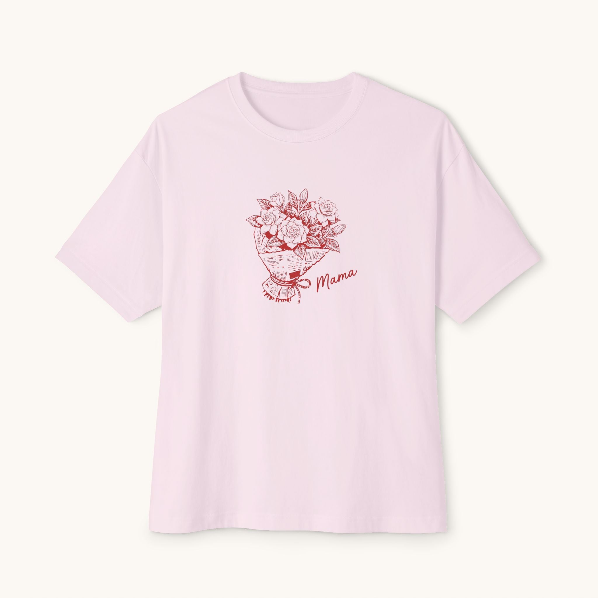 Mom Floral Bouquet Tee — Red Outlined Mother's Day Shirt