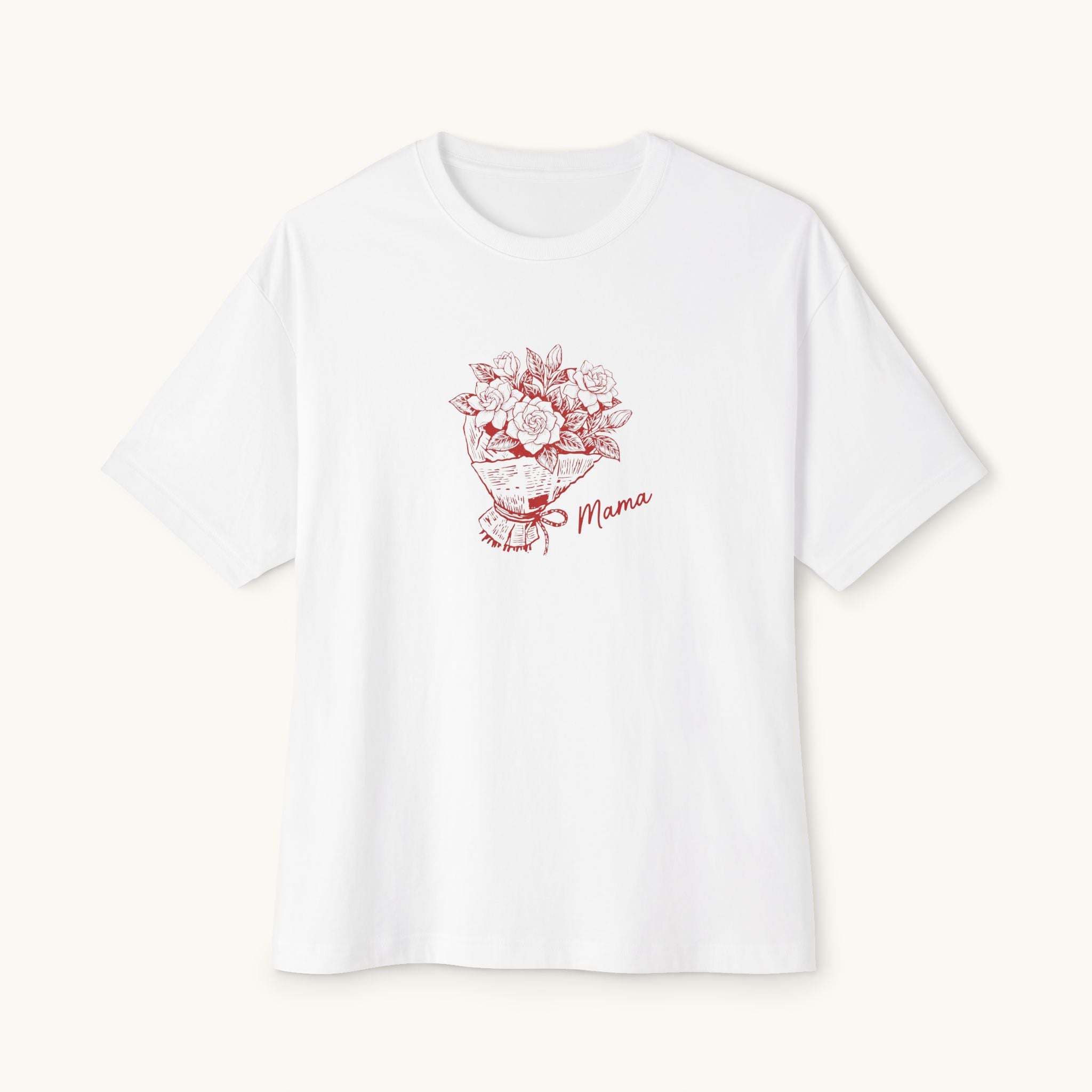Mom Floral Bouquet Tee — Red Outlined Mother's Day Shirt