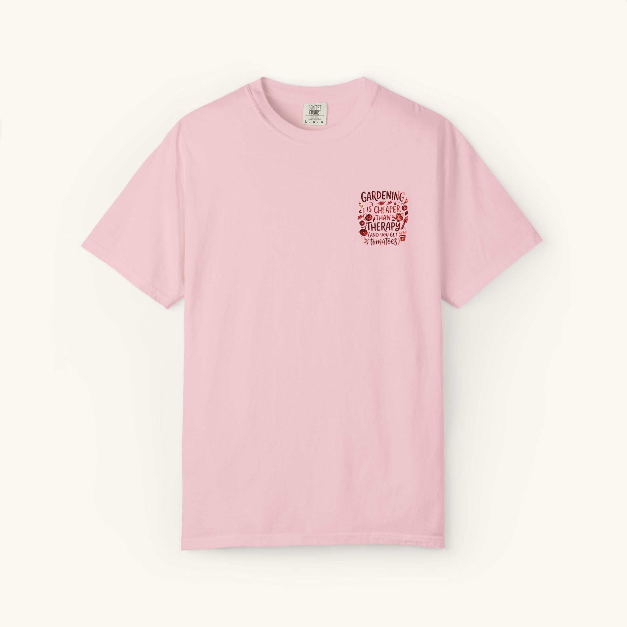 Gardening Is Cheaper Than Therapy Embroidered T-Shirt — Funny Gardening Quote