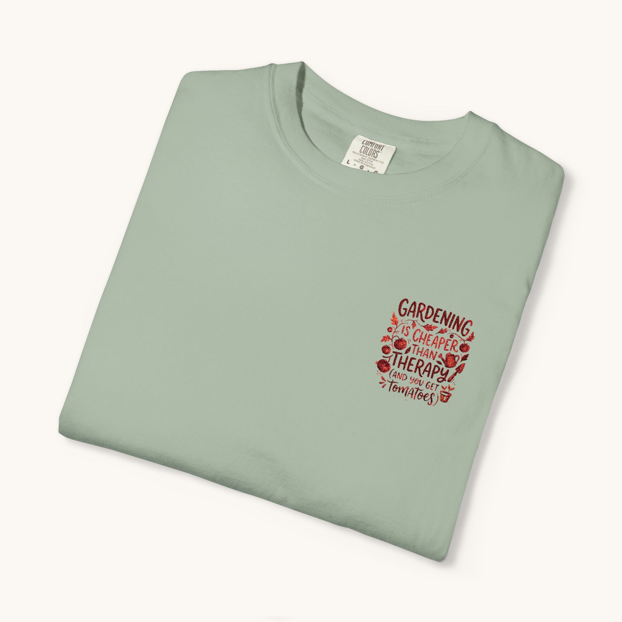 Gardening Is Cheaper Than Therapy Embroidered T-Shirt — Funny Gardening Quote