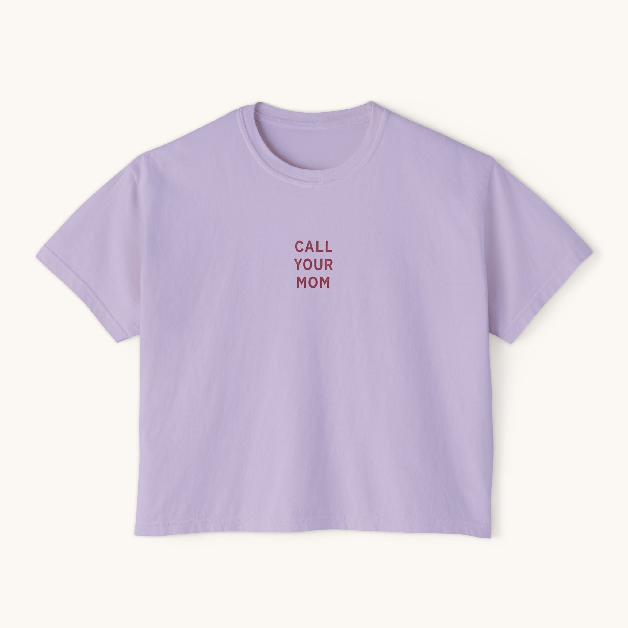 Call Your Mom tee | Boxy Crop Shirt, Minimalist Text Design