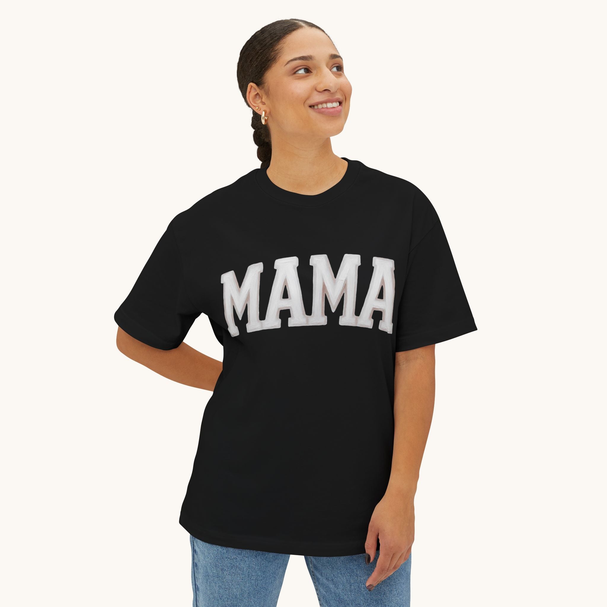 Mama Oversized Boxy Tee — Vintage Collegiate Mom Shirt