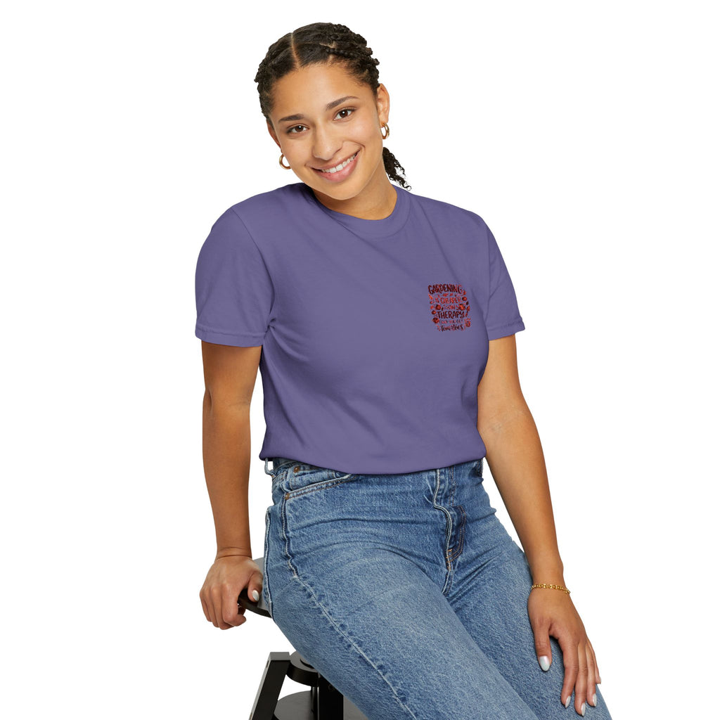 Gardening Is Cheaper Than Therapy Embroidered T-Shirt — Funny Gardening Quote