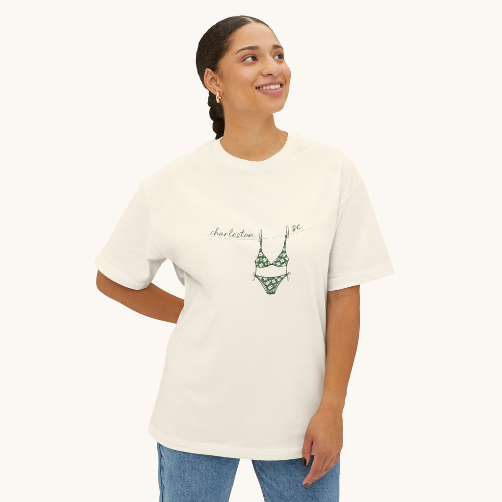 Charleston Girls Trip Tee — Green Bikini Clothesline Souvenir