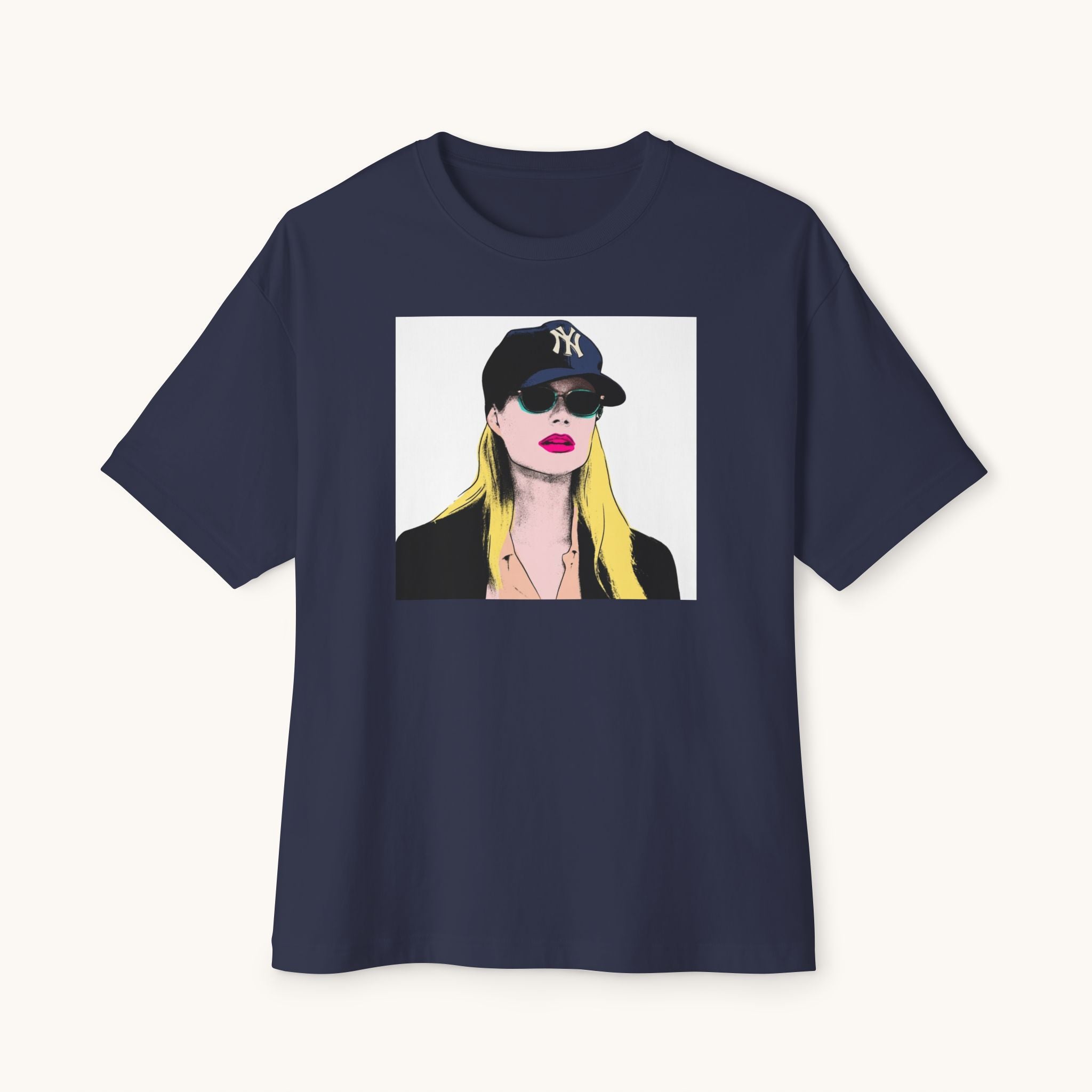 Pop Art Babe Graphic Tee — Vintage Baseball Cap Portrait Shirt