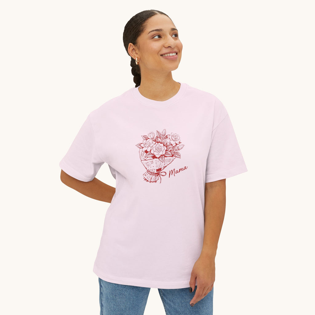 Mom Floral Bouquet Tee — Red Outlined Mother's Day Shirt