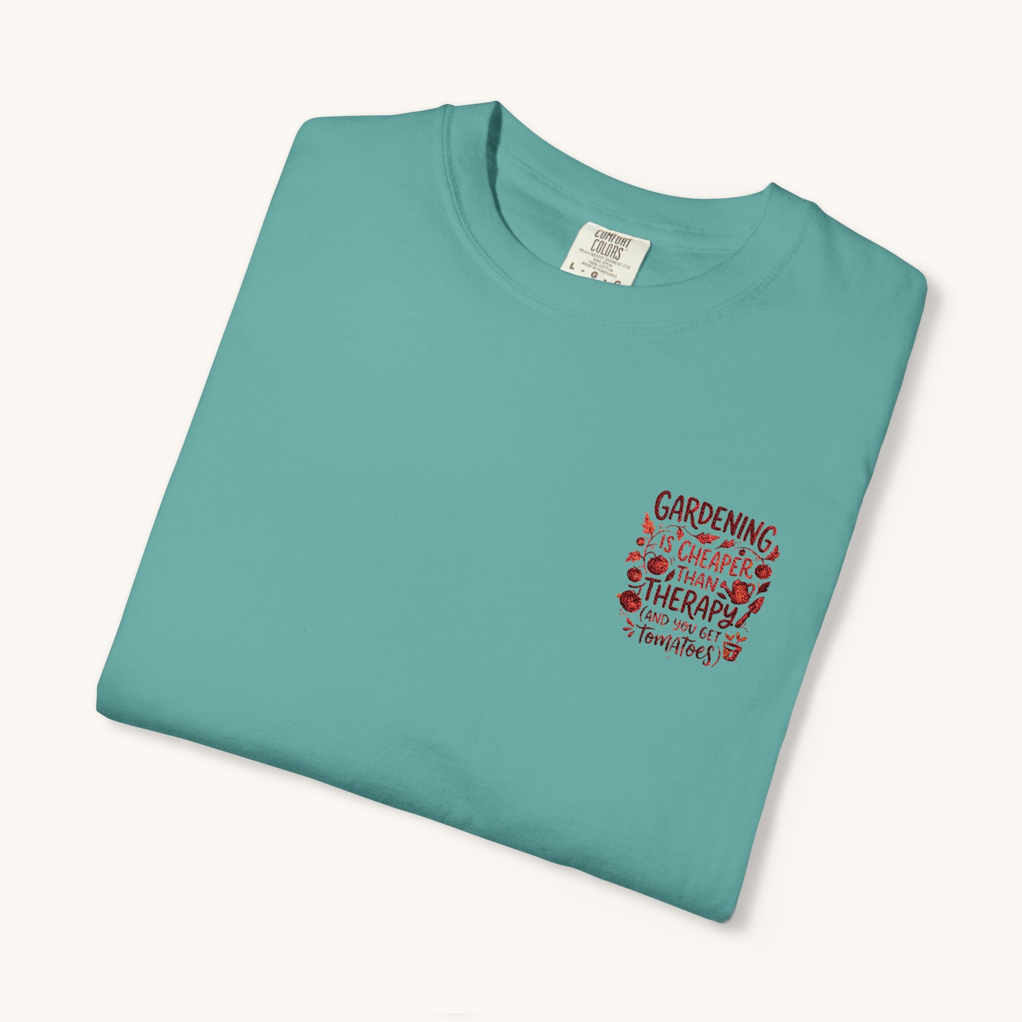 Gardening Is Cheaper Than Therapy Embroidered T-Shirt — Funny Gardening Quote