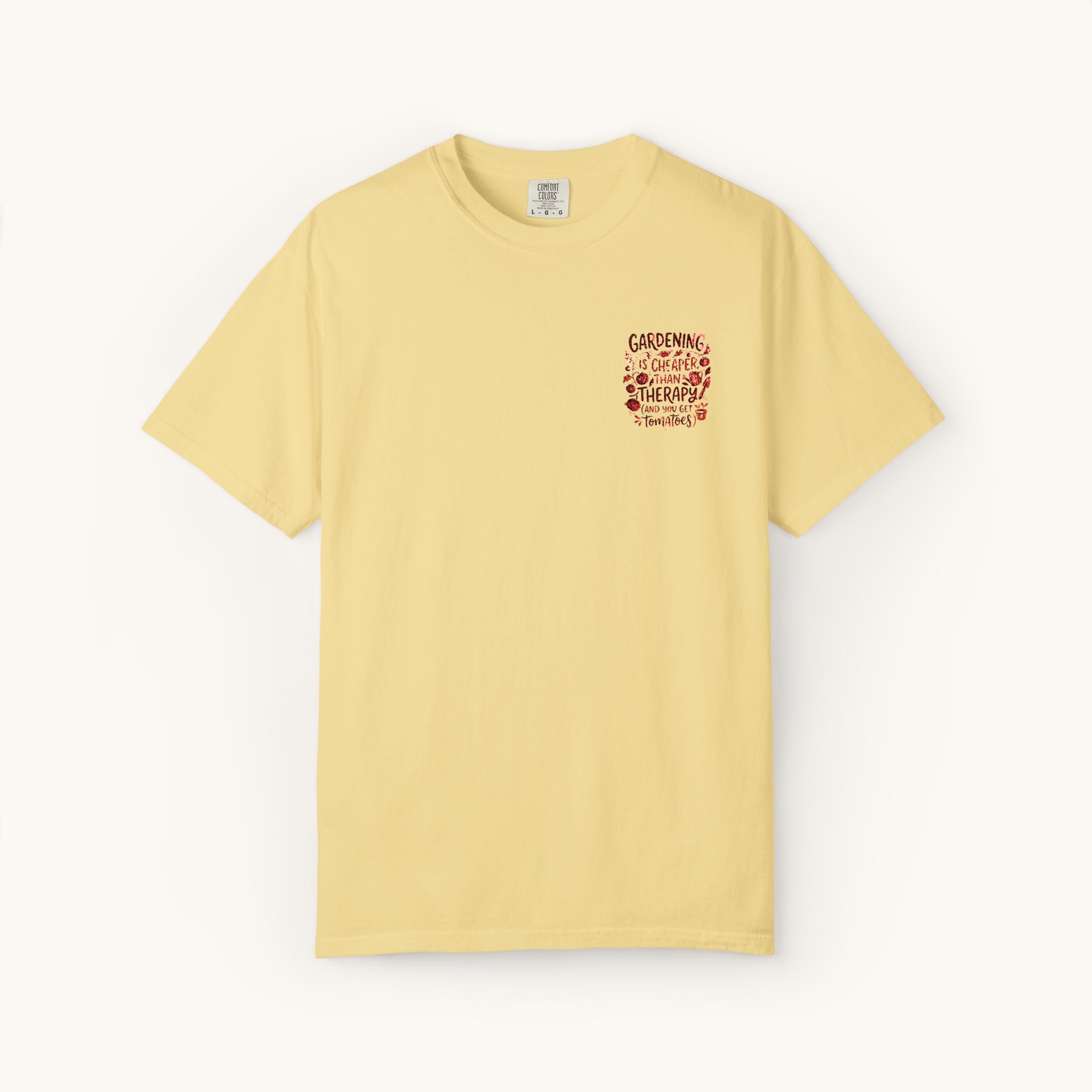 Gardening Is Cheaper Than Therapy Embroidered T-Shirt — Funny Gardening Quote