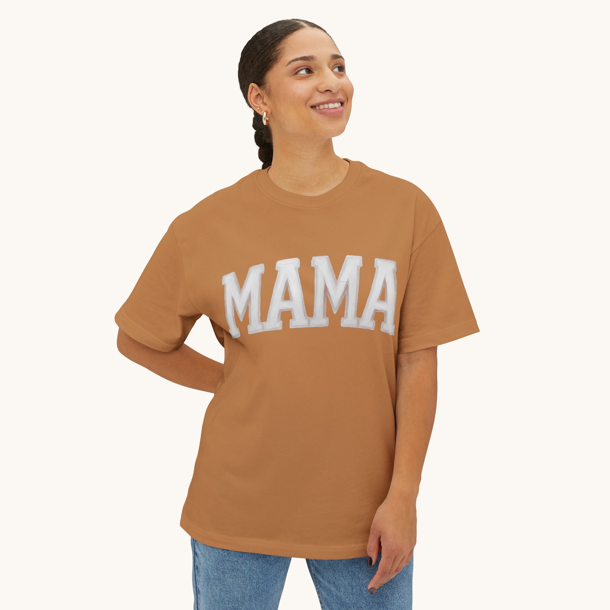 Mama Oversized Boxy Tee — Vintage Collegiate Mom Shirt
