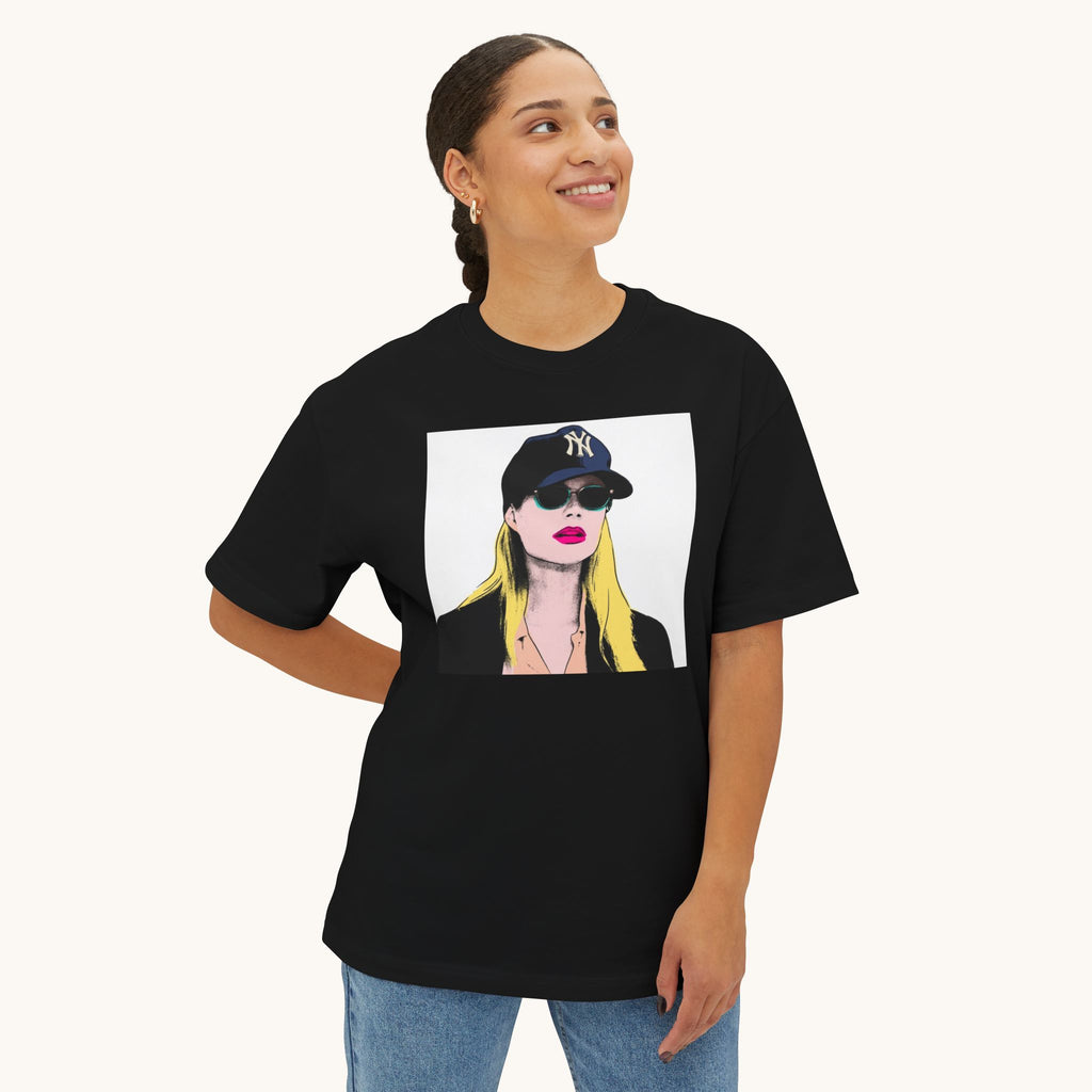 Pop Art Babe Graphic Tee — Vintage Baseball Cap Portrait Shirt