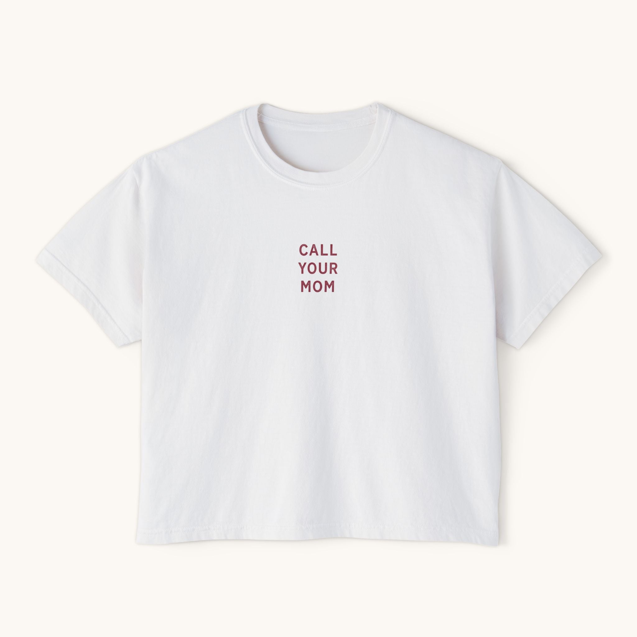 Call Your Mom tee | Boxy Crop Shirt, Minimalist Text Design