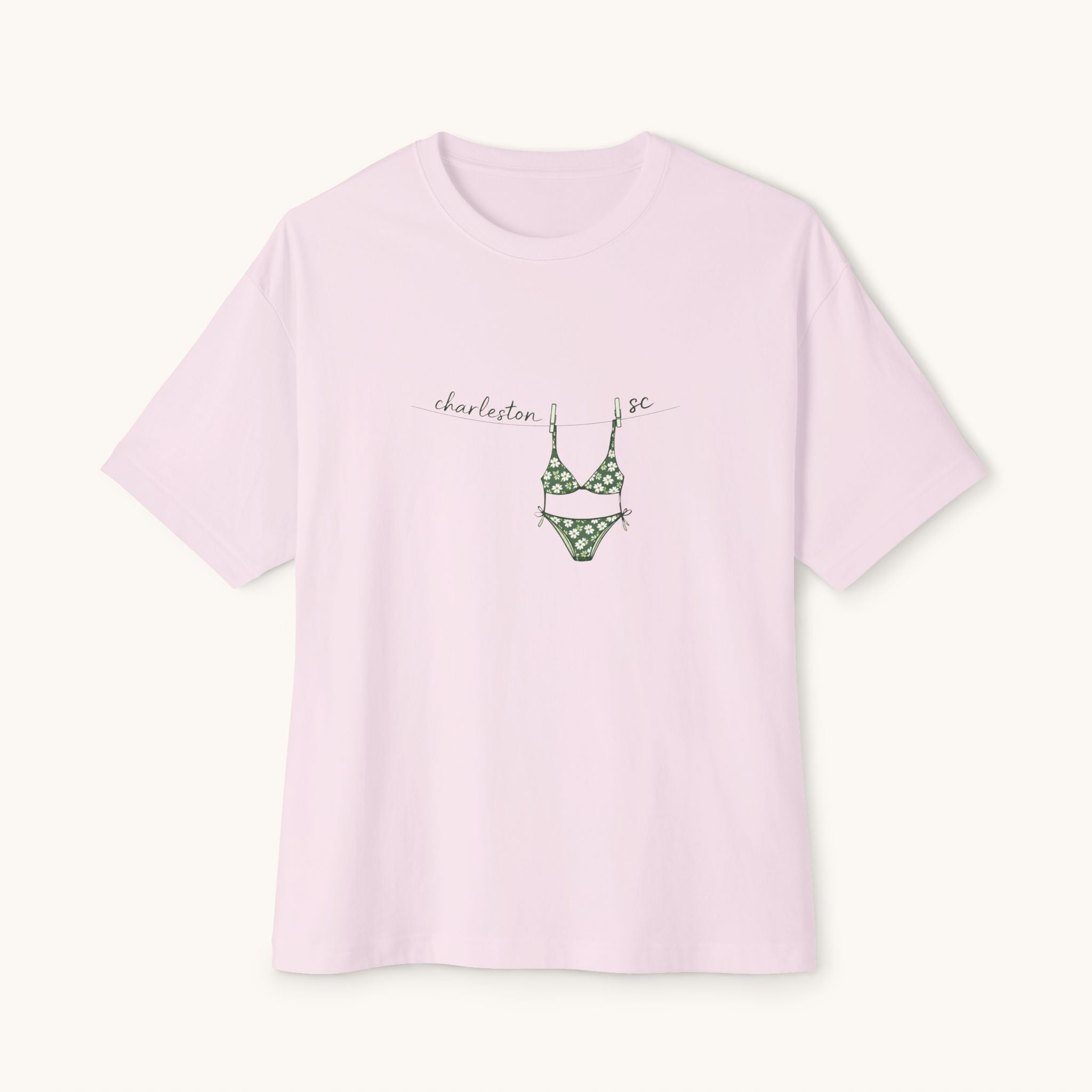 Charleston Girls Trip Tee — Green Bikini Clothesline Souvenir