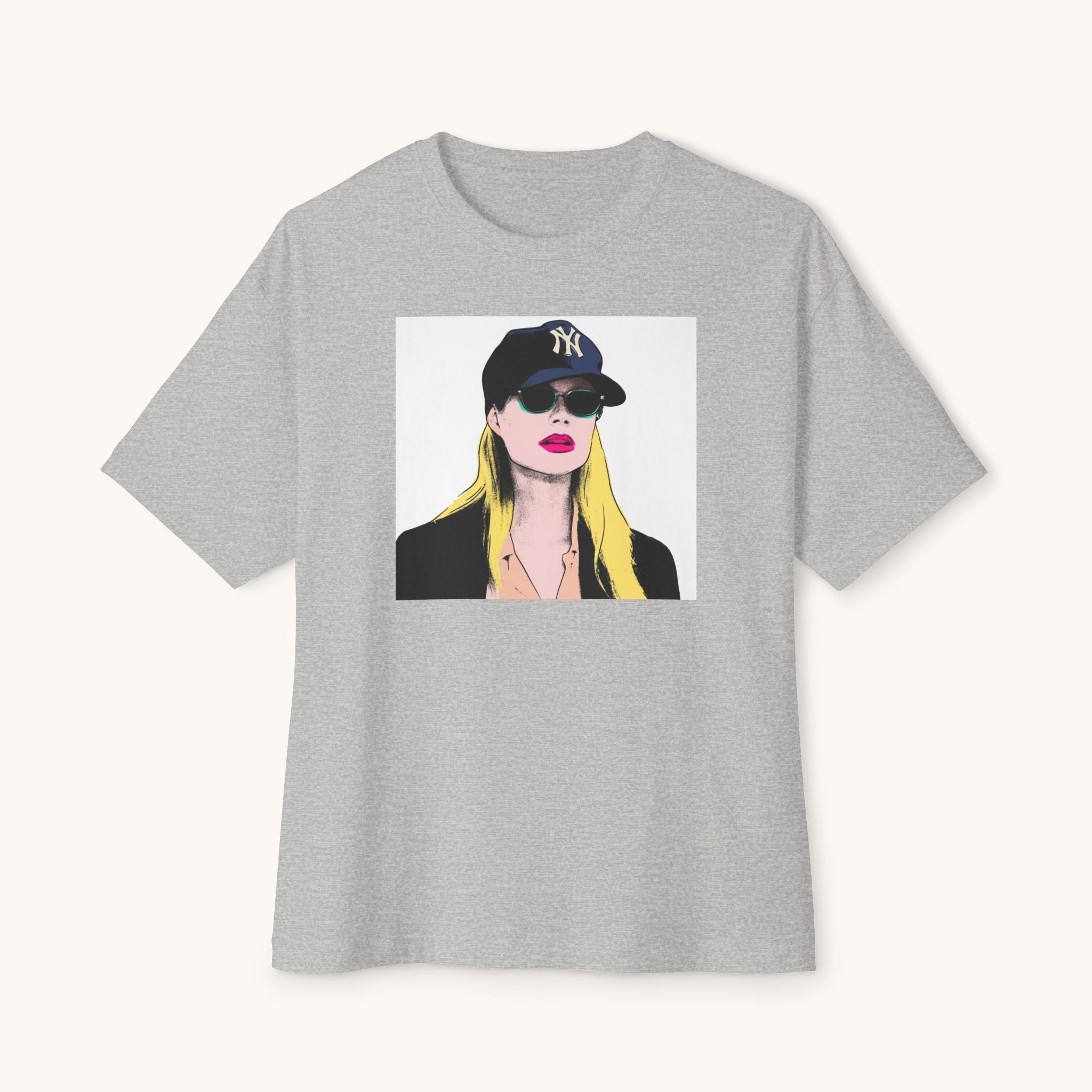 Pop Art Babe Graphic Tee — Vintage Baseball Cap Portrait Shirt