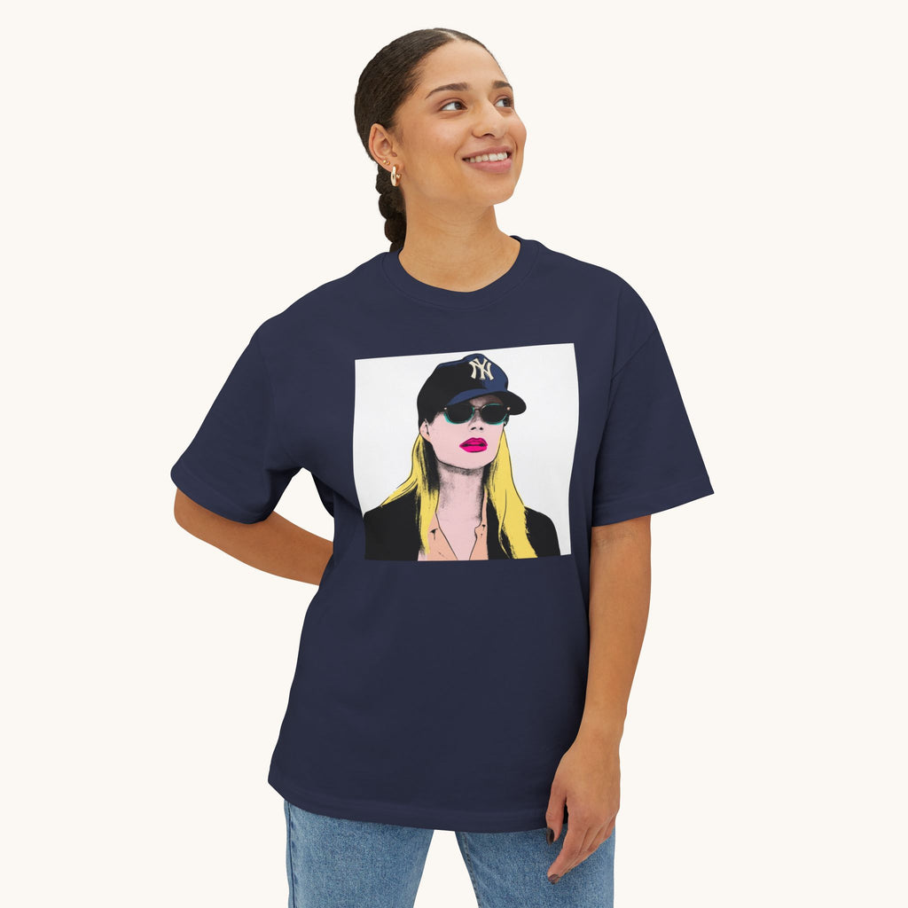 Pop Art Babe Graphic Tee — Vintage Baseball Cap Portrait Shirt