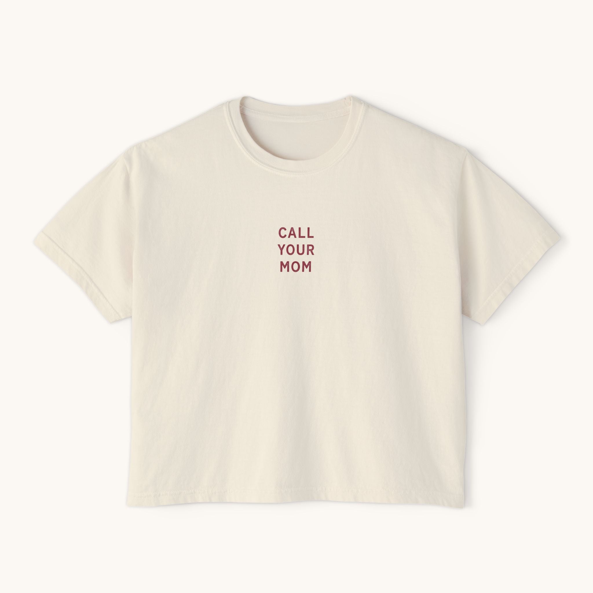 Call Your Mom tee | Boxy Crop Shirt, Minimalist Text Design