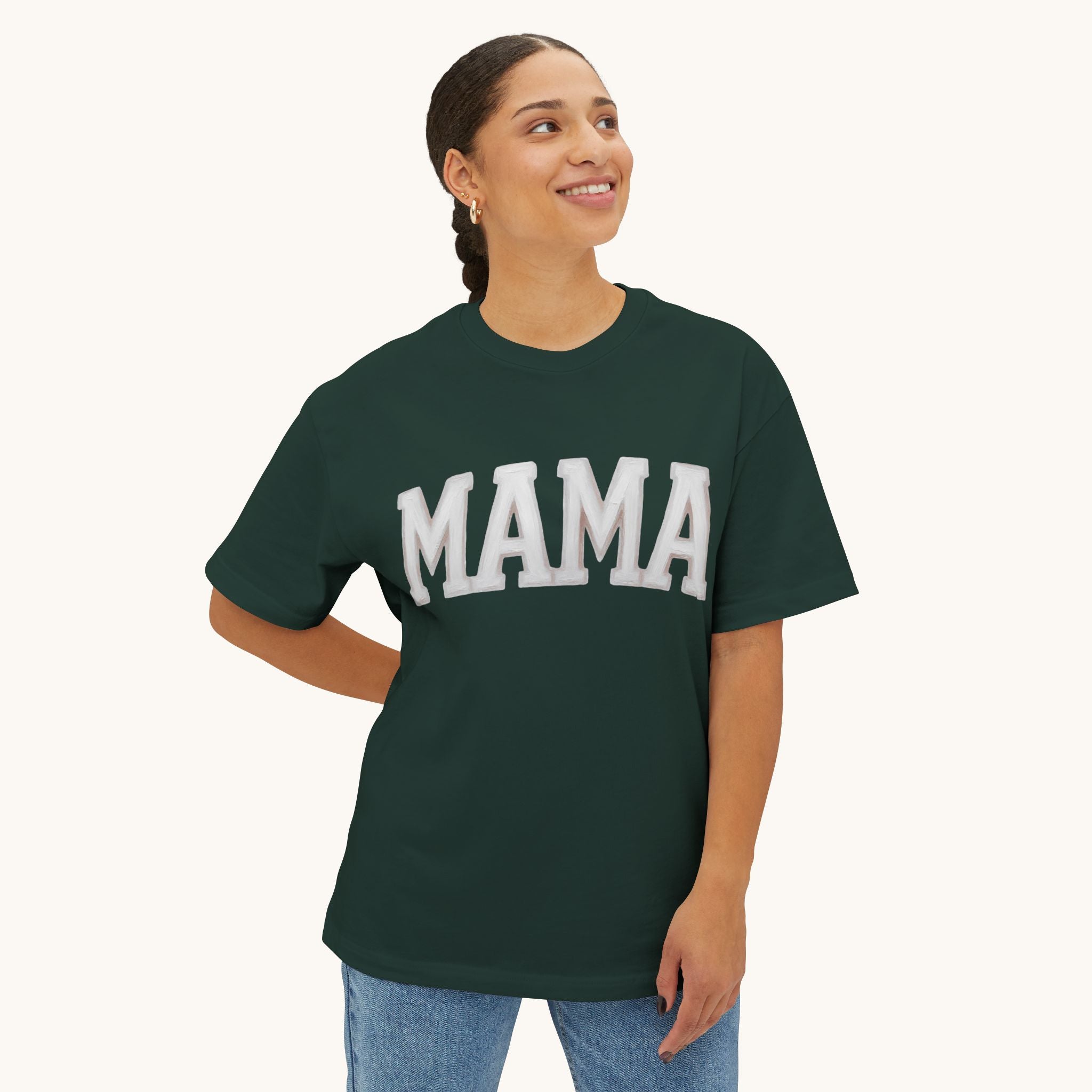 Mama Oversized Boxy Tee — Vintage Collegiate Mom Shirt